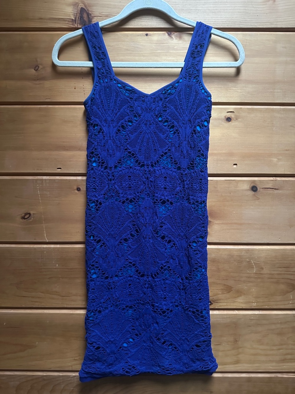 Free People Intimately Blue stretch lace overlay chemisis dress bodycon M/ L